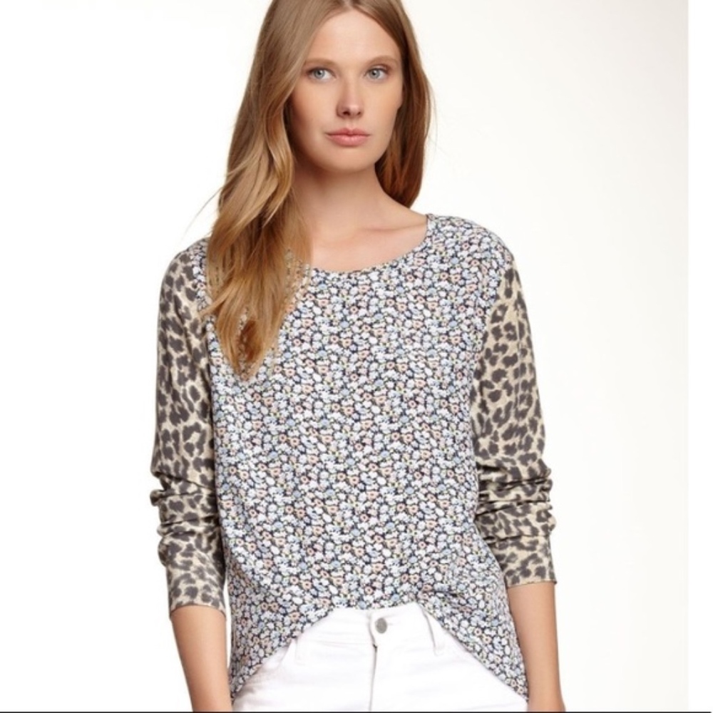 Equipment Liam Floral Leopard Mixed Print Blouse - Picture 8 of 8
